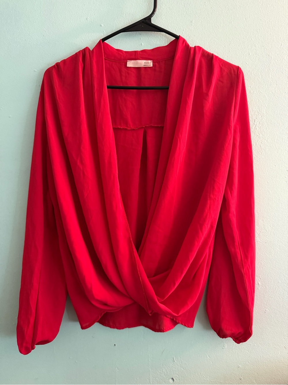 Bright Red Draped Front Women's Top
